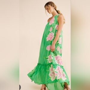 Farm Rio XS ruffled hem maxi dress